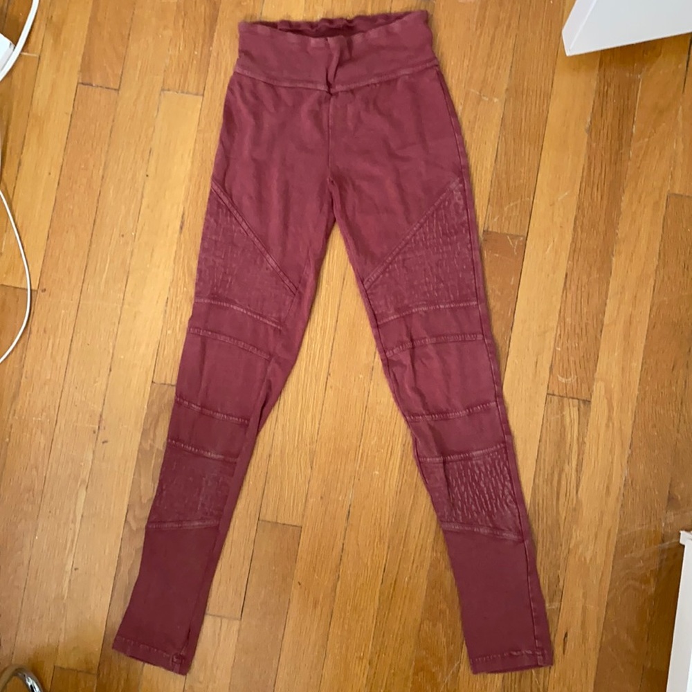 Brick red moto style leggings